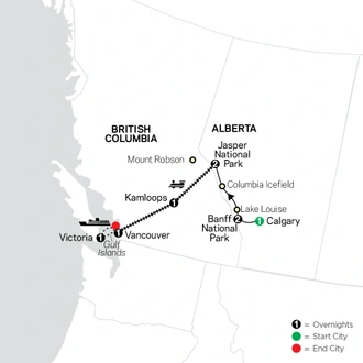 tourhub | Cosmos | Western Canada by Rail | Tour Map