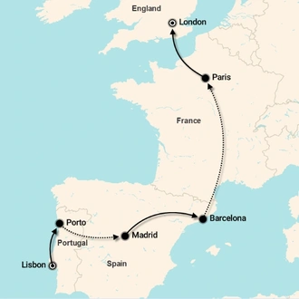 tourhub | Discovery Nomads | Portugal, Spain, France and UK Tour | Tour Map