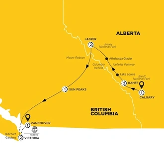 tourhub | Costsaver | Wonders of the Canadian Rockies | Tour Map