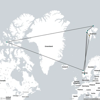 tourhub | HX Hurtigruten Expeditions | Circumnavigating Svalbard: The Ultimate Expedition | With extended stay in Longyearbyen | Tour Map