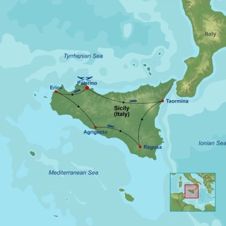 tourhub | Indus Travels | Palermo and Sicilian Baroque Self Drive | Tour Map
