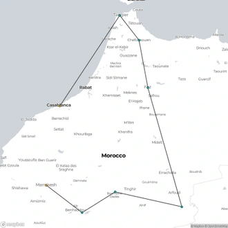 tourhub | Morocco Premium Tours | Morocco’s Top Highlights in Style. | Tour Map