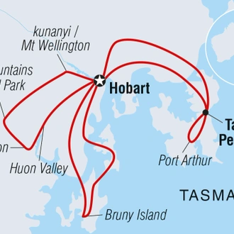 tourhub | Intrepid Travel | Best of Hobart & Southern Tasmania  | Tour Map