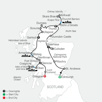 tourhub | Globus | Scottish Highland Fling | Tour Map