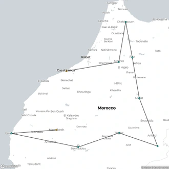 tourhub | Oasis Overland | CASABLANCA to MARRAKECH (14 days) Morocco Encompassed | Tour Map