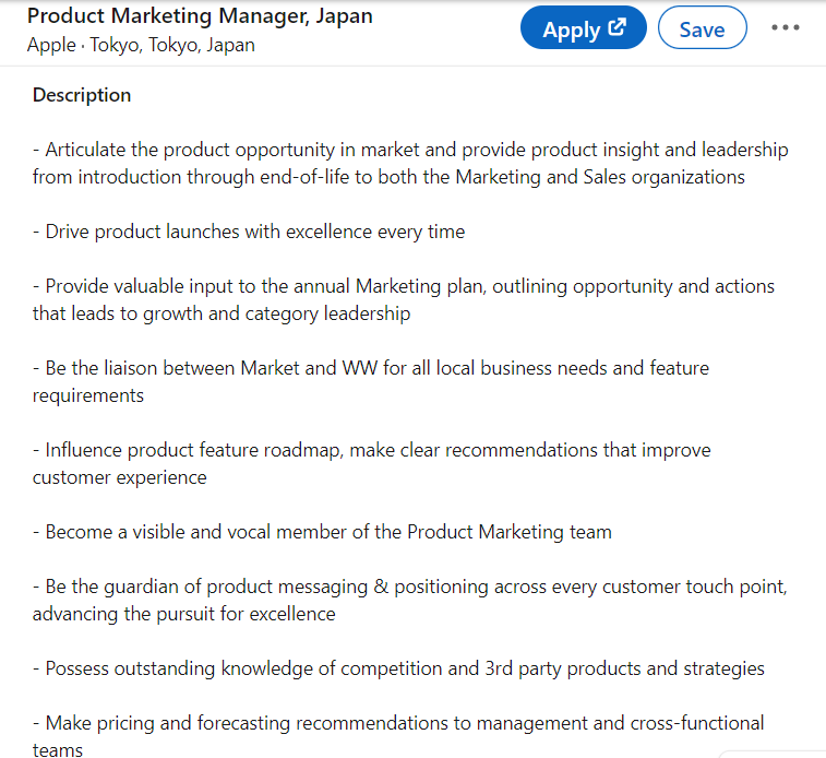 Marketing Product Development Job Description