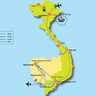 tourhub | Tweet World Travel | Premium Vietnam And Cambodia Tour | Tour Map
