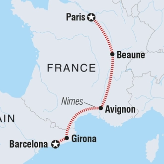 tourhub | Intrepid Travel | Barcelona to Paris | Tour Map