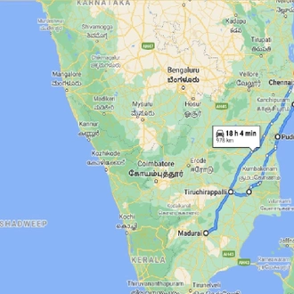 tourhub | UncleSam Holidays | Tamil Nadu Highlights Tour | Tour Map