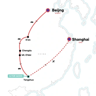 tourhub | G Adventures | Highlights of China | Tour Map