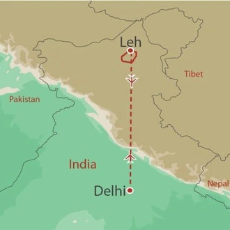 tourhub | World Expeditions | Hidden Valleys of Ladakh | Tour Map
