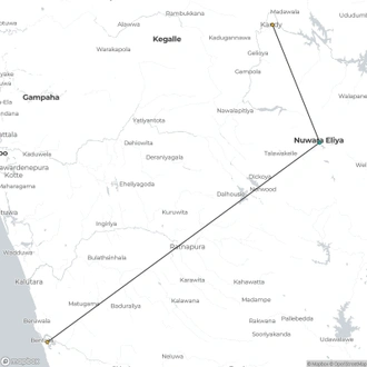 tourhub | Aitken Spence Travels | Kandy & Nuwara Eliya, Private Tour | Tour Map