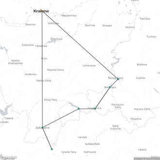 tourhub | The Natural Adventure | Cycling VeloDunajec Route | Tour Map