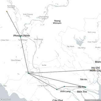 tourhub | CroisiEurope Cruises | From the Mekong Delta to Siem Reap (port-to-port cruise) | Tour Map