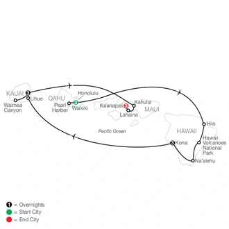 tourhub | Globus | Grand Hawaii Vacation with Upgraded Room Categories | Tour Map