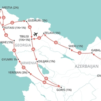 tourhub | Wendy Wu | Georgia, Armenia & Azerbaijan | Tour Map