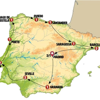 tourhub | Europamundo | The Best of Spain and Portugal (without Alhambra) | Tour Map