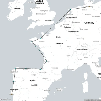 tourhub | HX Hurtigruten Expeditions | Europe´s Atlantic Highlights - From Lisbon to Hamburg | Tour Map