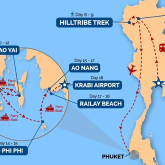 tourhub | One Life Adventures | Thailand Expedition 18 Day Tour | Tour Map