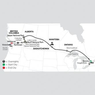 tourhub | Cosmos | Canadian Train Odyssey | Tour Map