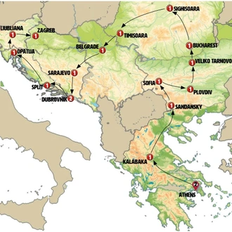 tourhub | Europamundo | From Athens to Zagreb | Tour Map