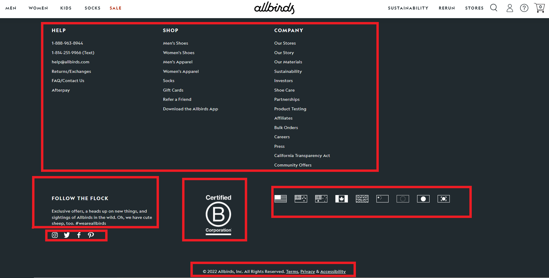 allbirds footer