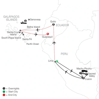 tourhub | Globus | Peru Splendors with Galápagos Cruise | Tour Map