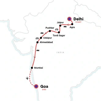 tourhub | G Adventures | Uncover India: High Deserts & Markets | Tour Map