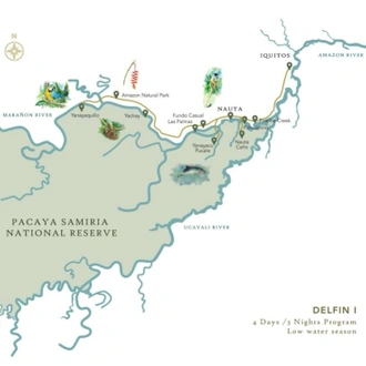 tourhub | Unu Raymi Tour Operator & Lodges | Amazon River Cruise: Delfin I – 4 Days | Tour Map