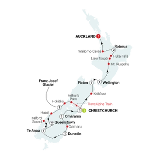 tourhub | AAT Kings | New Zealand Marvel | Tour Map