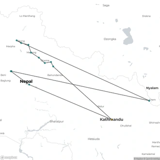 tourhub | The Natural Adventure | Annapurna Circuit Trek | Tour Map