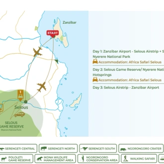 tourhub | Beach and Safari Holidays | Safari Trip 2X Full-Day Safari Game Drive | Tour Map