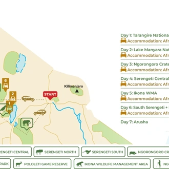 tourhub | Beach and Safari Holidays | Tanzanian Safari: In the Footsteps of Wildlife | Tour Map