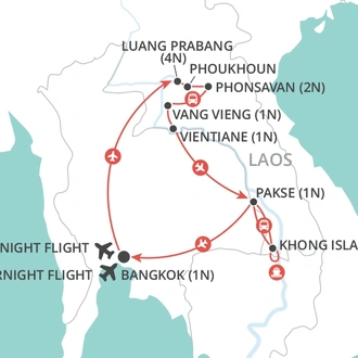 tourhub | Wendy Wu | Highlights of Laos | Tour Map