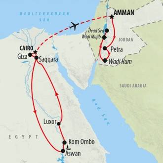 tourhub | On The Go Tours | Pyramids to Petra - 15 days | Tour Map