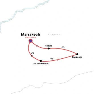 tourhub | G Adventures | Moroccan Desert Adventure: River Canyons & Camels | Tour Map