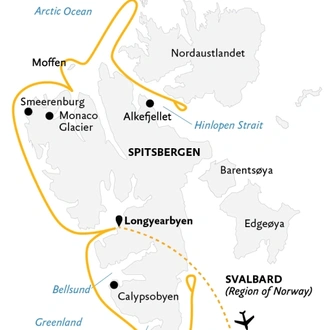 tourhub | Quark Expeditions | Spitsbergen Explorer: Wildlife Capital of the Arctic | Tour Map