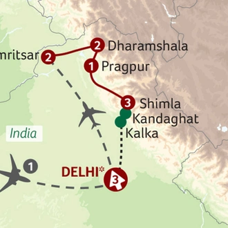 tourhub | Saga Holidays | In the Foothills of the Himalaya | Tour Map
