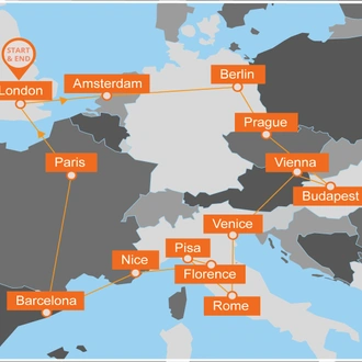 tourhub | Euroventure Travel | Whole of Europe Rail Tour | Tour Map
