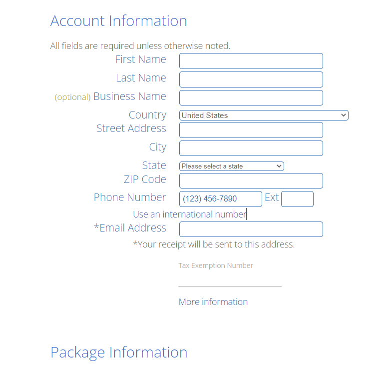 Enter account Information
