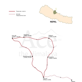 tourhub | Ace the Himalaya | Annapurna Himalayan Trek | Tour Map