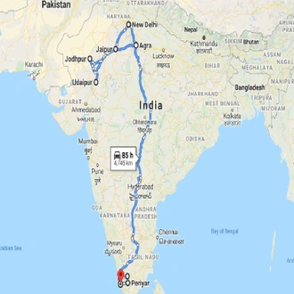 tourhub | Holidays At | Discover North & South India | Tour Map