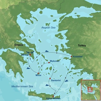 tourhub | Indus Travels | Athens with 07 Nights Greek Islands Cruise | Tour Map