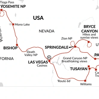 tourhub | Explore! | Western USA National Parks Explorer | Tour Map