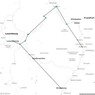 tourhub | CroisiEurope Cruises | 4 Rivers: The Moselle, Sarre, Romantic Rhine, and Neckar Valleys | Tour Map