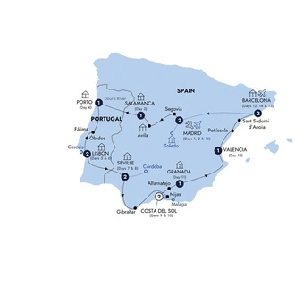 tourhub | Insight Vacations | Best of Spain & Portugal - End Barcelona, Classic Group, Winter | Tour Map