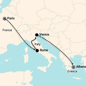 tourhub | Discovery Nomads | Paris to Athens Tour | Tour Map