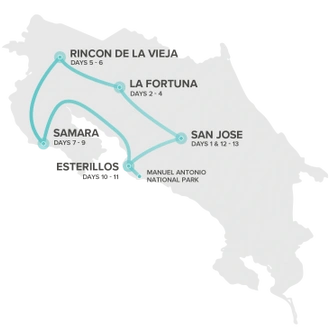 tourhub | Intro Travel | Costa Rica Adventure | Tour Map