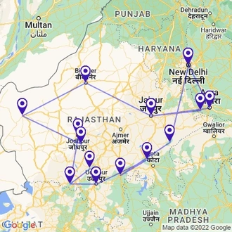 tourhub | Panda Experiences | North India Culture Tour from Delhi | Tour Map