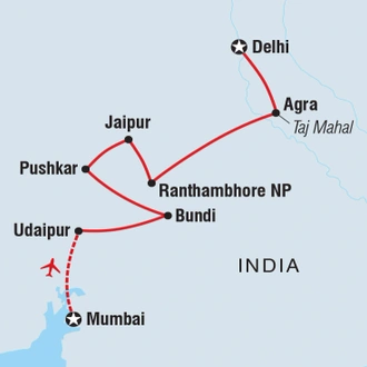 tourhub | Intrepid Travel | Premium India in Depth | Tour Map